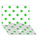 Polka Dots - Lime Green on White Heart Bottom 3D Greeting Card (7x5)