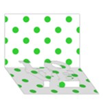 Polka Dots - Lime Green on White LOVE Bottom 3D Greeting Card (7x5)