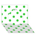 Polka Dots - Lime Green on White Circle 3D Greeting Card (7x5)
