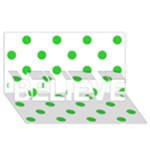 Polka Dots - Lime Green on White BELIEVE 3D Greeting Card (8x4)