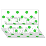 Polka Dots - Lime Green on White Merry Xmas 3D Greeting Card (8x4)