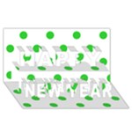 Polka Dots - Lime Green on White Happy New Year 3D Greeting Card (8x4)