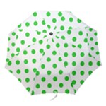 Polka Dots - Lime Green on White Folding Umbrella