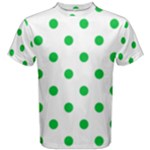 Polka Dots - Dark Pastel Green on White Men s Cotton Tee