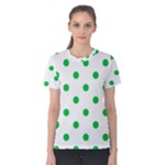 Polka Dots - Dark Pastel Green on White Women s Cotton Tee