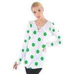 Polka Dots - Dark Pastel Green on White Women s Tie Up Tee