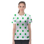 Polka Dots - Dark Pastel Green on White Women s Sport Mesh Tee