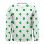Polka Dots - Dark Pastel Green on White Men s Long Sleeve T-shirt