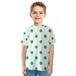 Polka Dots - Dark Pastel Green on White Kid s Sport Mesh Tee