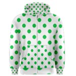 Polka Dots - Dark Pastel Green on White Men s Zipper Hoodie
