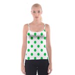 Polka Dots - Dark Pastel Green on White Spaghetti Strap Top