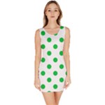 Polka Dots - Dark Pastel Green on White Bodycon Dress