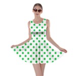 Polka Dots - Dark Pastel Green on White Skater Dress