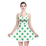 Polka Dots - Dark Pastel Green on White Reversible Skater Dress