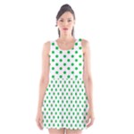 Polka Dots - Dark Pastel Green on White Scoop Neck Skater Dress