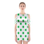 Polka Dots - Dark Pastel Green on White Women s Cutout Shoulder Dress