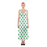 Polka Dots - Dark Pastel Green on White Full Print Maxi Dress