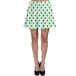 Polka Dots - Dark Pastel Green on White Skater Skirt