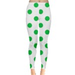 Polka Dots - Dark Pastel Green on White Women s Leggings