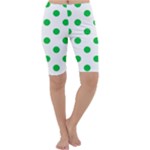 Polka Dots - Dark Pastel Green on White Cropped Leggings