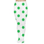 Polka Dots - Dark Pastel Green on White Women s Tights