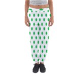 Polka Dots - Dark Pastel Green on White Women s Jogger Sweatpants