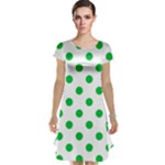 Polka Dots - Dark Pastel Green on White Cap Sleeve Nightdress