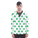 Polka Dots - Dark Pastel Green on White Hooded Wind Breaker (Men)