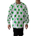Polka Dots - Dark Pastel Green on White Hooded Wind Breaker (Kids)