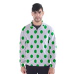 Polka Dots - Dark Pastel Green on White Wind Breaker (Men)