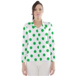 Polka Dots - Dark Pastel Green on White Wind Breaker (Women)