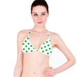 Polka Dots - Dark Pastel Green on White Bikini Top