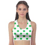Polka Dots - Dark Pastel Green on White Women s Sports Bra