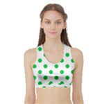 Polka Dots - Dark Pastel Green on White Women s Sports Bra with Border
