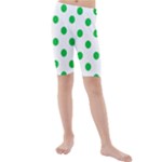 Polka Dots - Dark Pastel Green on White Kid s Mid Length Swim Shorts