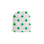 Polka Dots - Dark Pastel Green on White Drawstring Pouch (S)