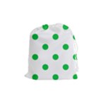 Polka Dots - Dark Pastel Green on White Drawstring Pouch (M)