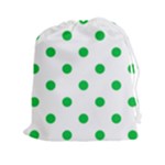 Polka Dots - Dark Pastel Green on White Drawstring Pouch (XXl)