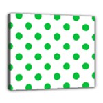 Polka Dots - Dark Pastel Green on White Deluxe Canvas 24  x 20  (Stretched)