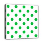 Polka Dots - Dark Pastel Green on White Mini Canvas 8  x 8  (Stretched)