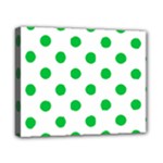Polka Dots - Dark Pastel Green on White Canvas 10  x 8  (Stretched)