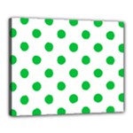 Polka Dots - Dark Pastel Green on White Canvas 20  x 16  (Stretched)