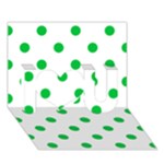 Polka Dots - Dark Pastel Green on White I Love You 3D Greeting Card (7x5)