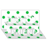 Polka Dots - Dark Pastel Green on White Best Friends 3D Greeting Card (8x4)