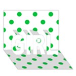 Polka Dots - Dark Pastel Green on White GIRL 3D Greeting Card (7x5)