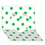 Polka Dots - Dark Pastel Green on White Heart 3D Greeting Card (7x5)