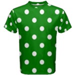 Polka Dots - White on Green Men s Cotton Tee