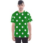 Polka Dots - White on Green Men s Sport Mesh Tee