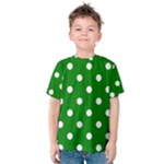 Polka Dots - White on Green Kid s Cotton Tee