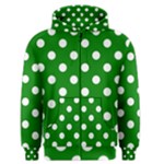 Polka Dots - White on Green Men s Zipper Hoodie